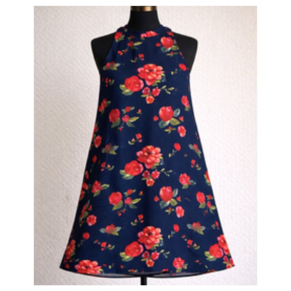 Mudd Pie Small Floral Dress A-Line Mock Neck Sleeveless Whimsigoth Y2K